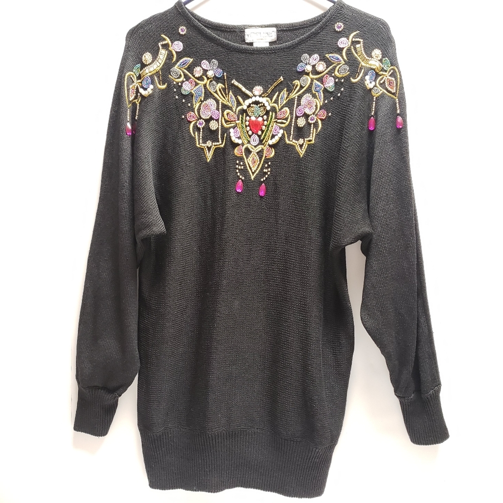 Vintage VICTORIA JONES Beaded Pullover Sweater